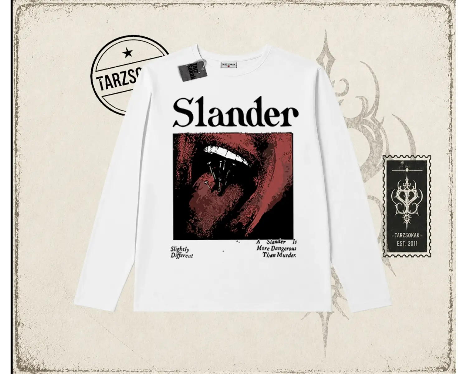 Unisex Slander Biskilet Yaka  Long Sleeve Beyaz