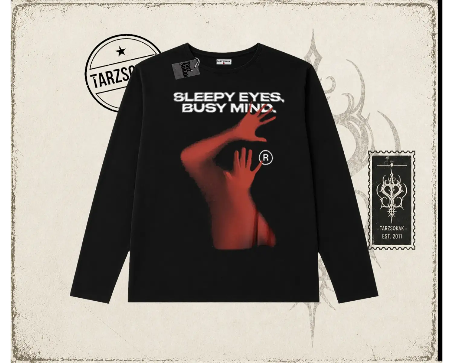Unisex Sleepy Eyes Biskilet Yaka  Long Sleeve Beyaz