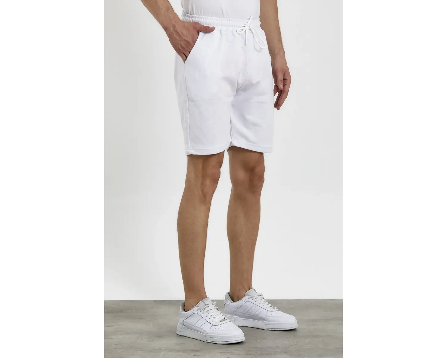 Unisex Slim Fitt Beyaz 2 Iplik Yazlık Ince Spor Şort