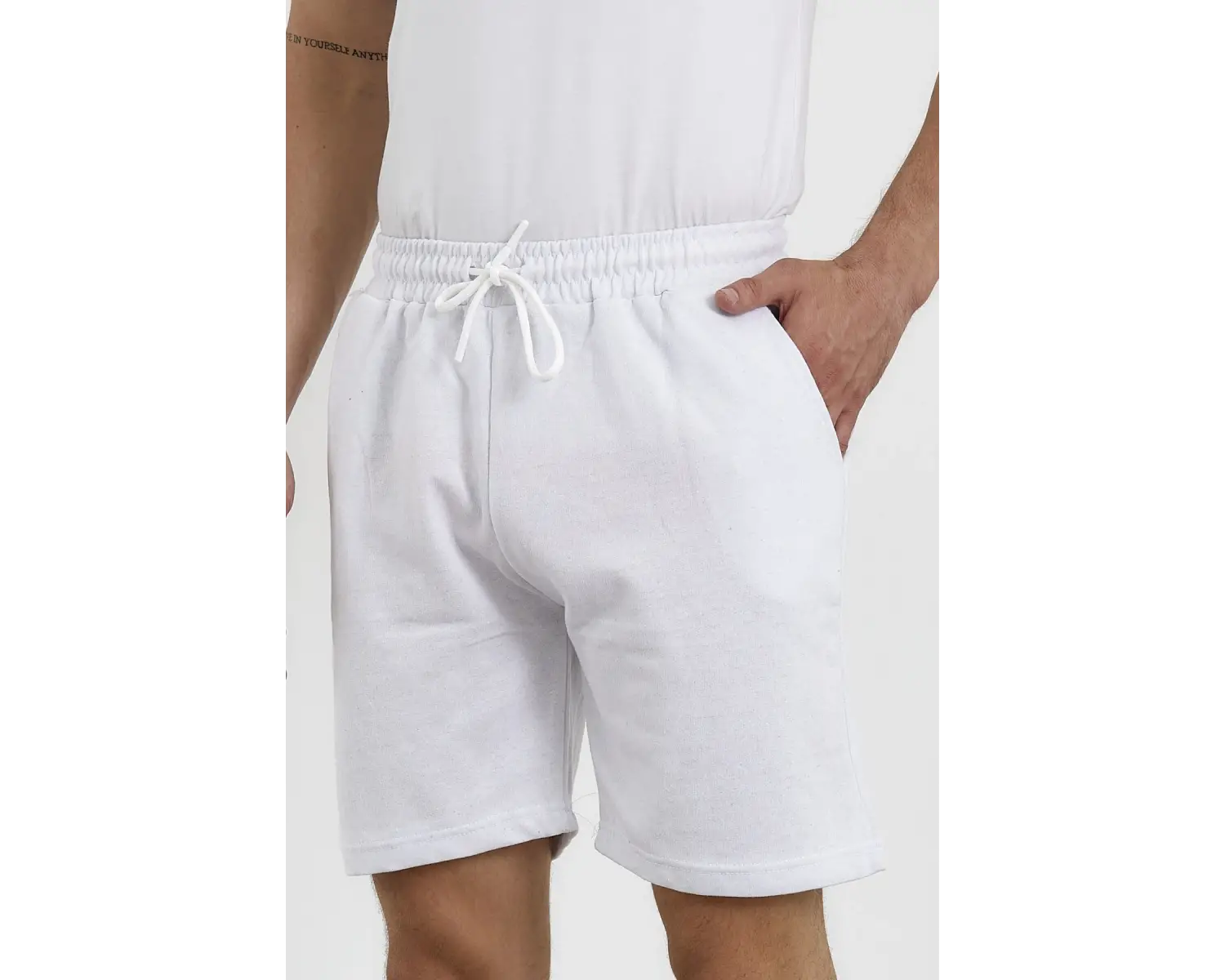 Unisex Slim Fitt Beyaz 2 Iplik Yazlık Ince Spor Şort