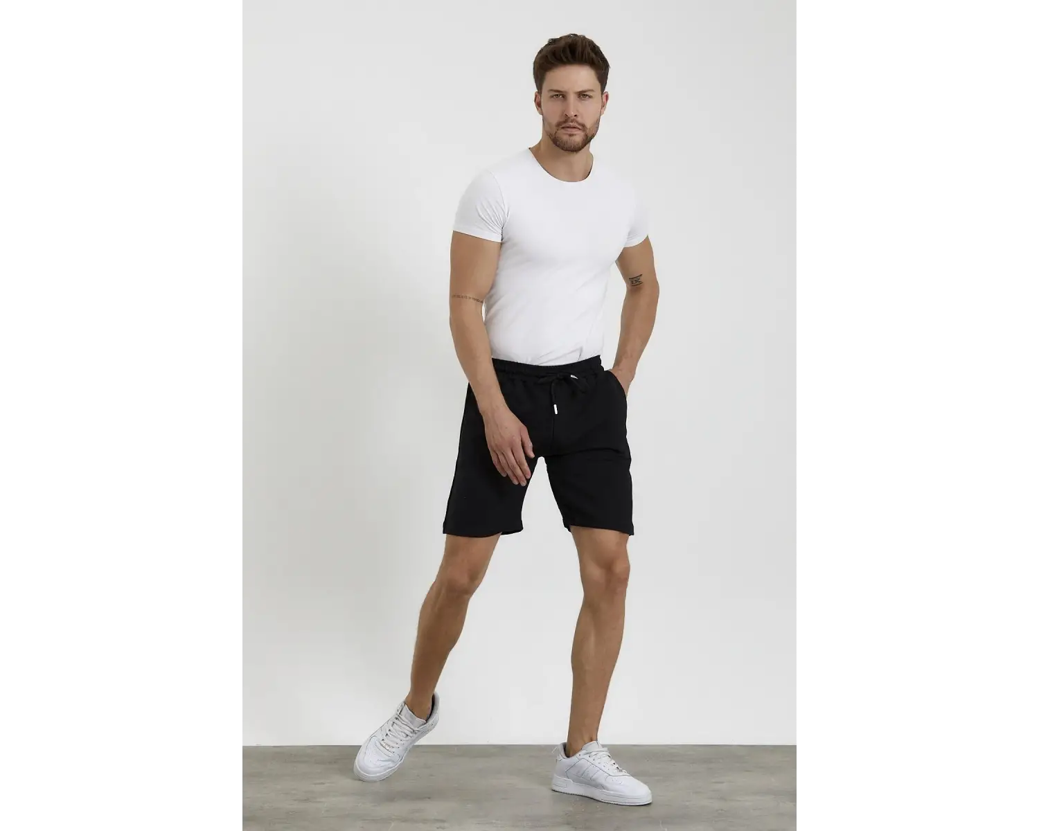 Unisex Slim Fitt Beyaz 2 Iplik Yazlık Ince Spor Şort