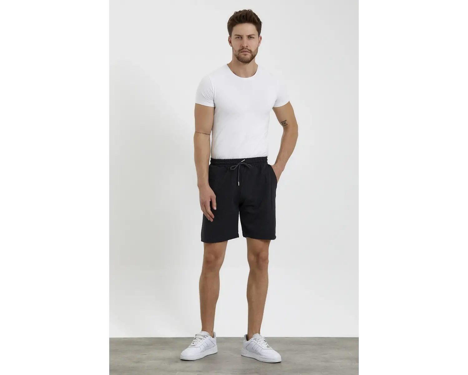 Unisex Slim Fitt Beyaz 2 Iplik Yazlık Ince Spor Şort