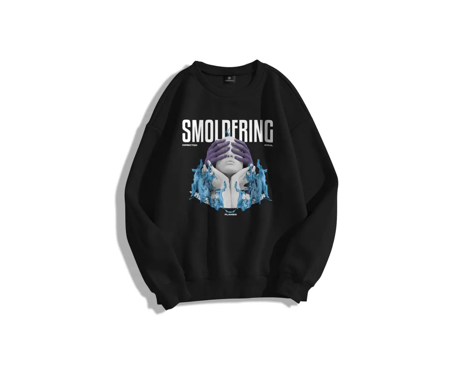 Unisex Smoldering Bisiklet Yaka Sweatshirt Siyah