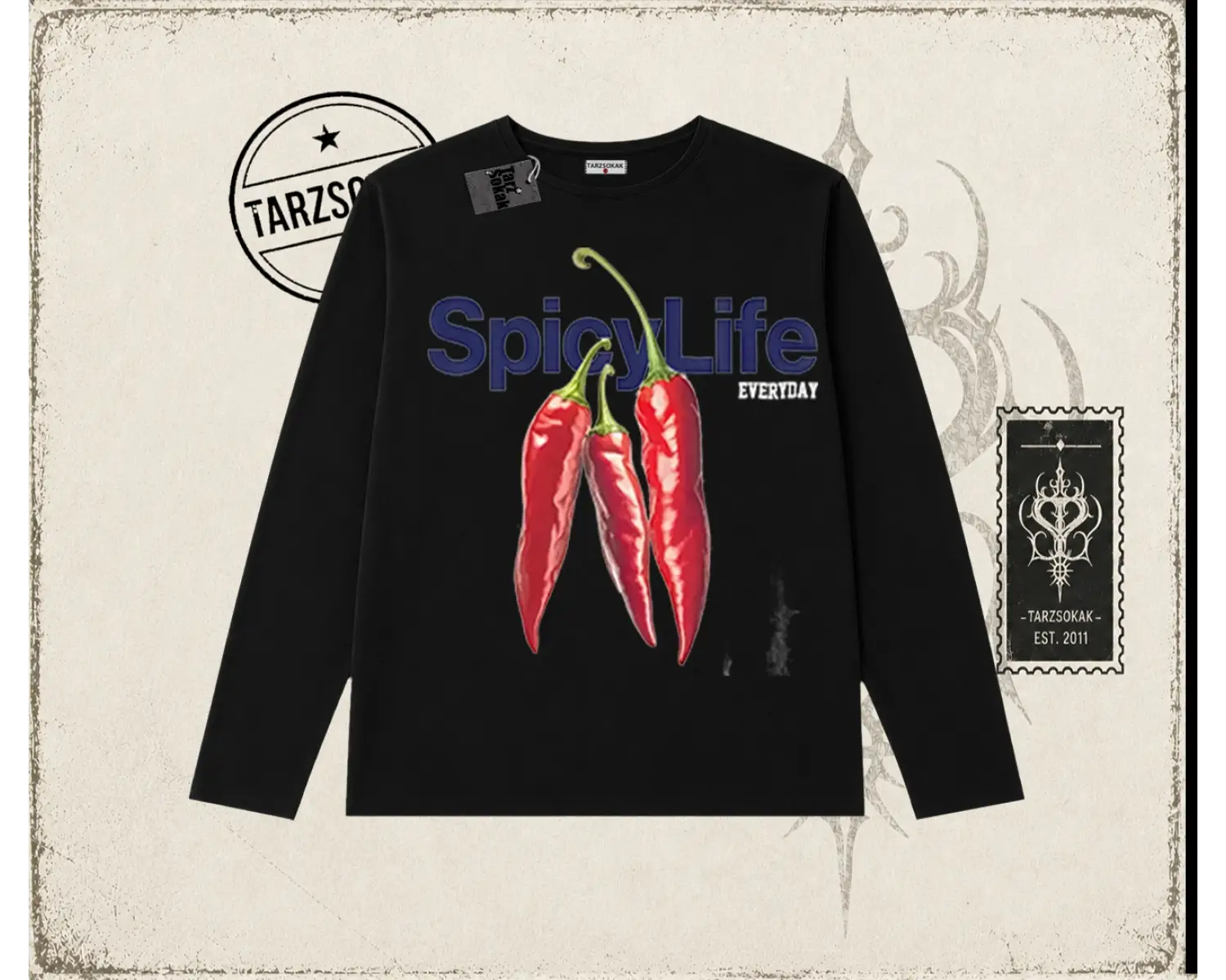 Unisex Spicylife Biskilet Yaka  Long Sleeve Beyaz