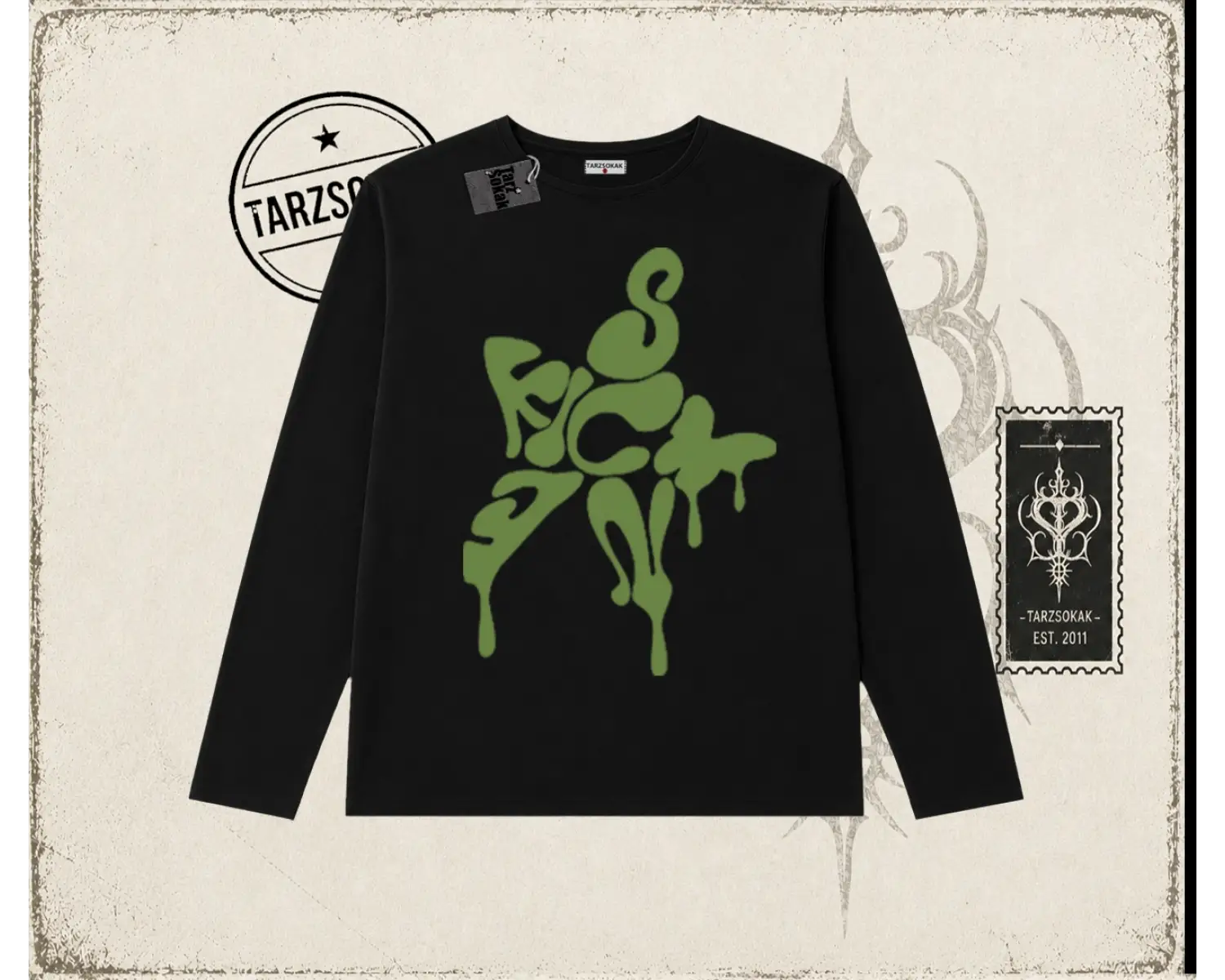 Unisex Star Sicken Biskilet Yaka  Long Sleeve Beyaz