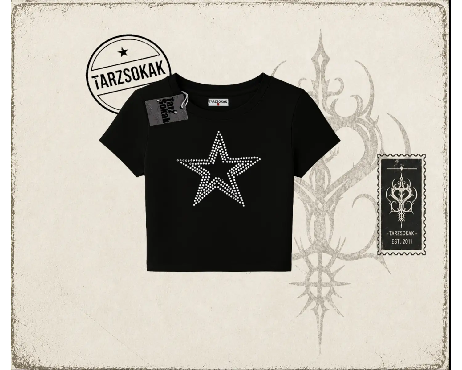 Unisex Star Stroke Kadın Baby Tee Beyaz