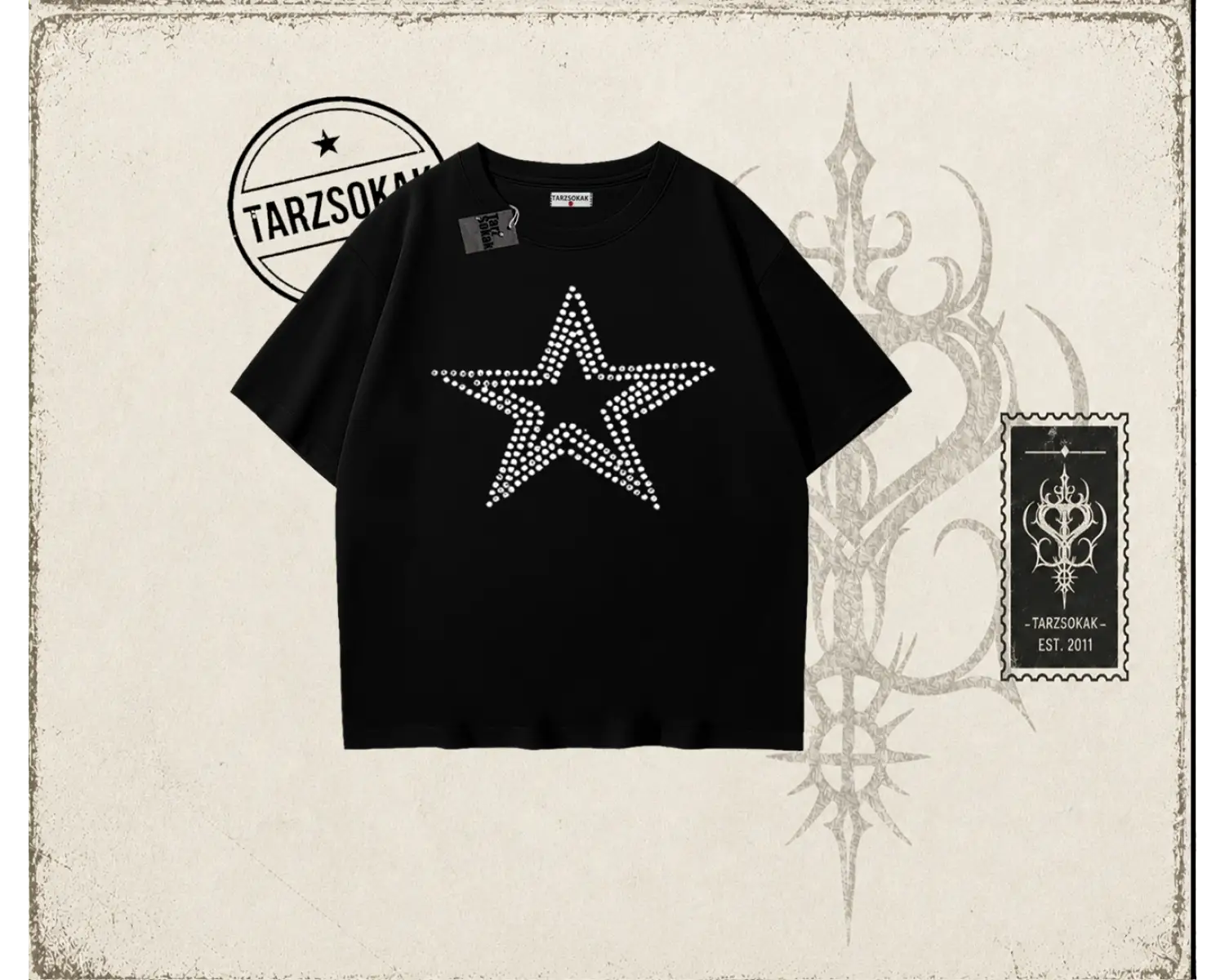 Unisex Star Stroke Oversize Unisex Tişört Beyaz