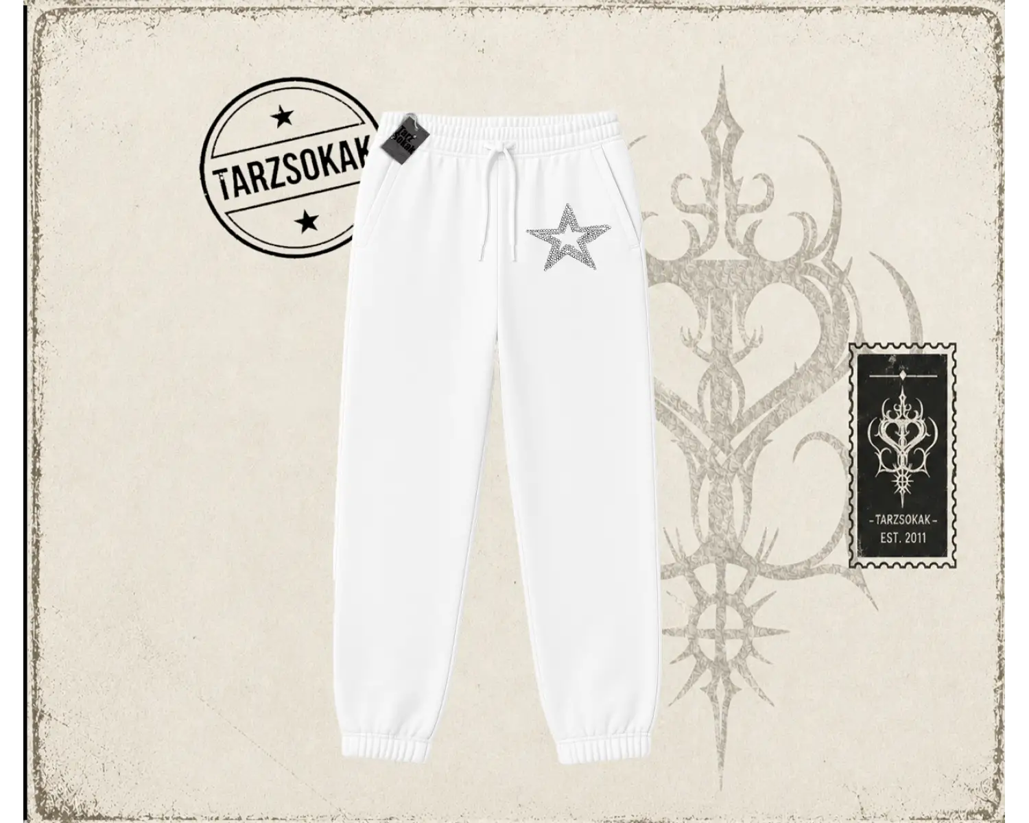 Unisex Star Stroke Unisex Jogger Eşofman Altı Beyaz