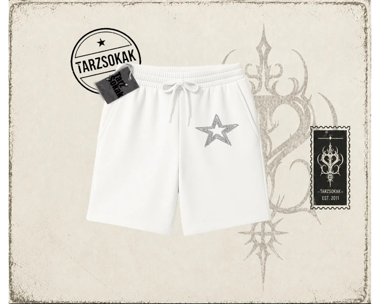 Unisex Star Stroke Unisex Şort Beyaz