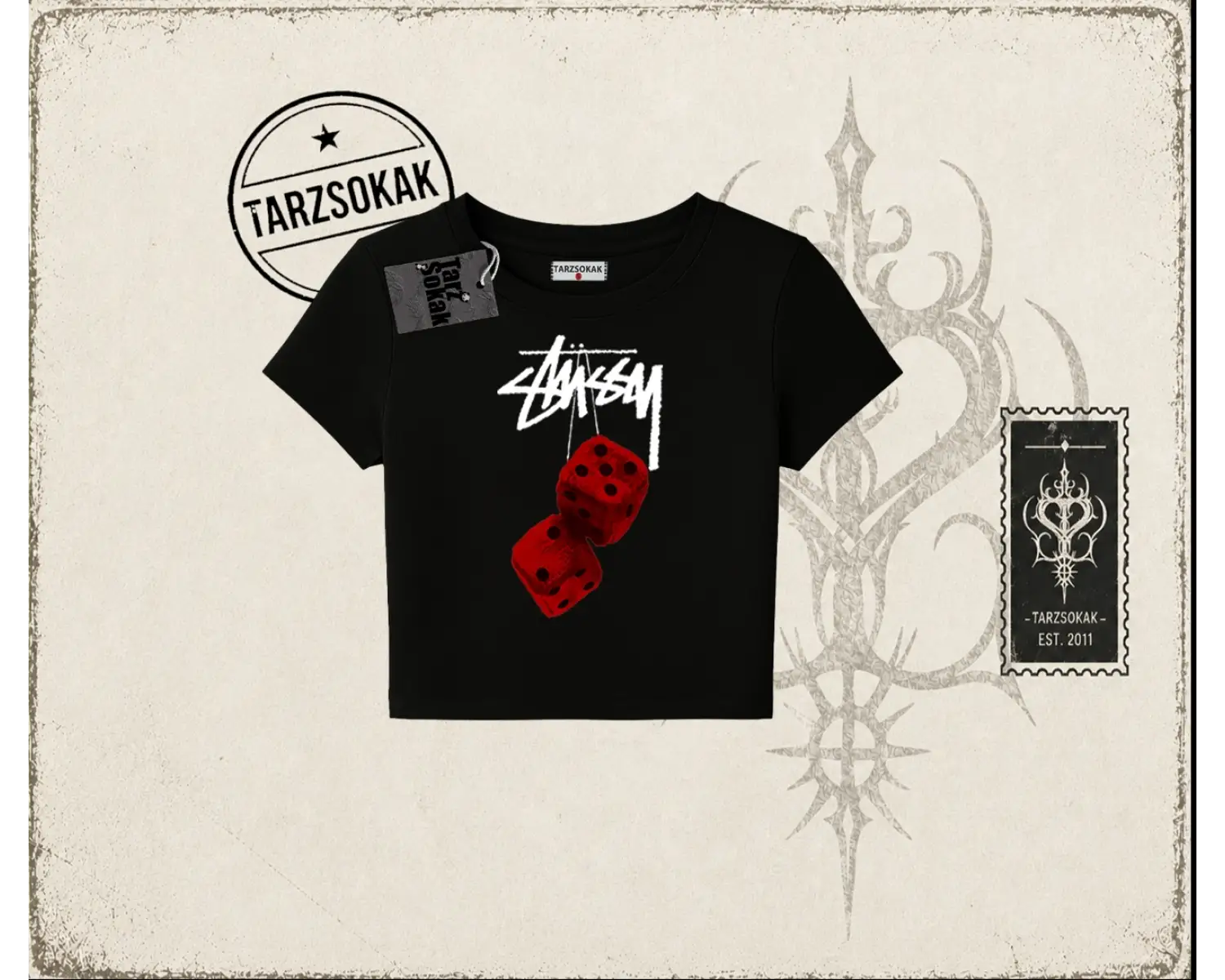 Unisex Stüssy Zar Kadın Baby Tee Beyaz
