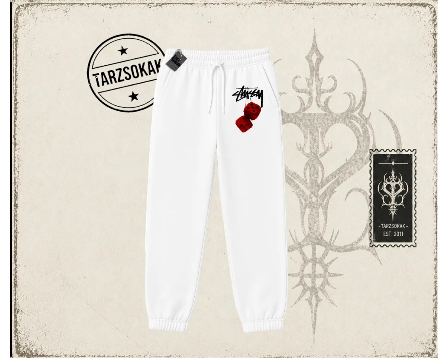 Unisex Stüssy Zar Unisex Jogger Eşofman Altı Beyaz