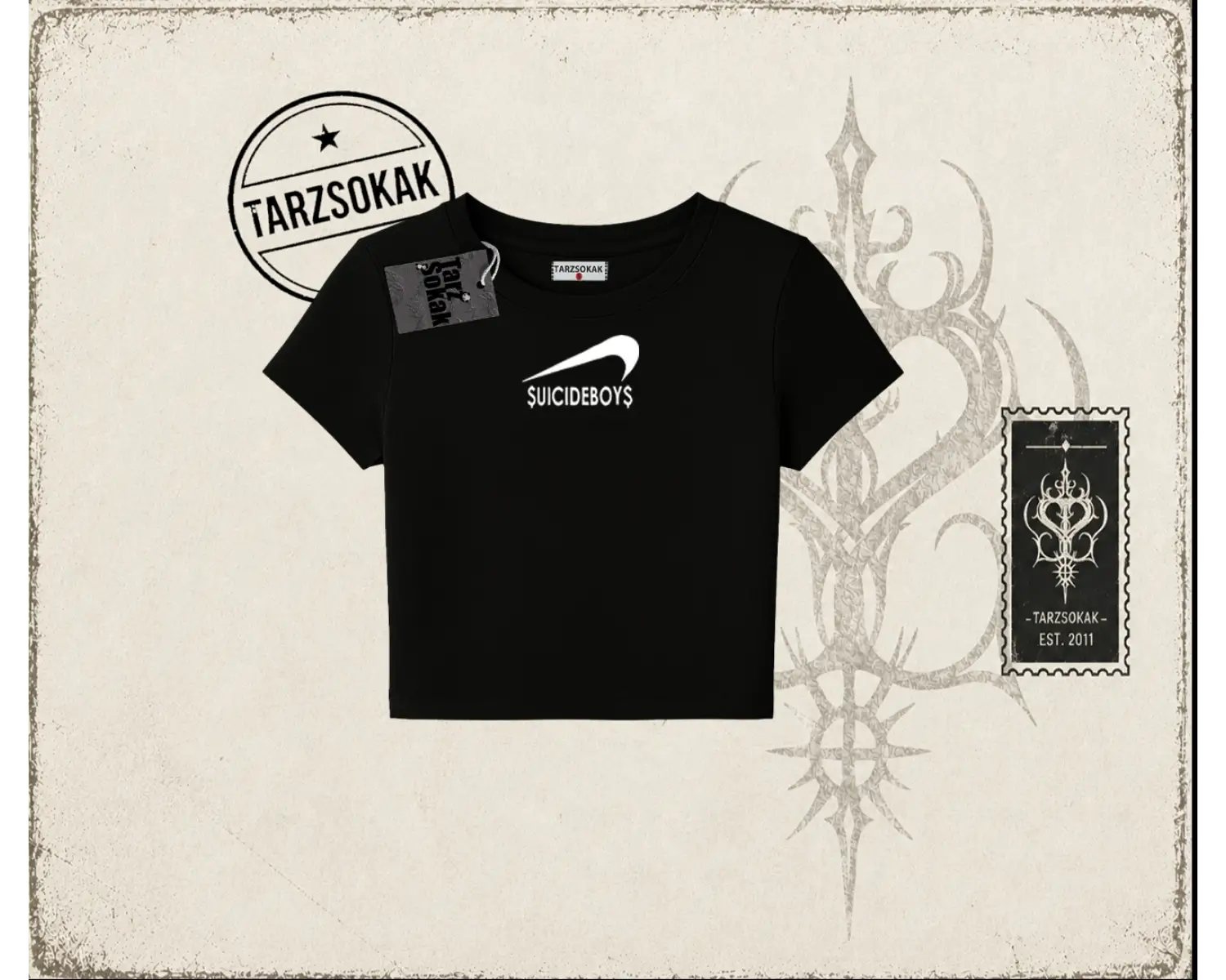 Unisex Suicedeboys Kadın Baby Tee Beyaz