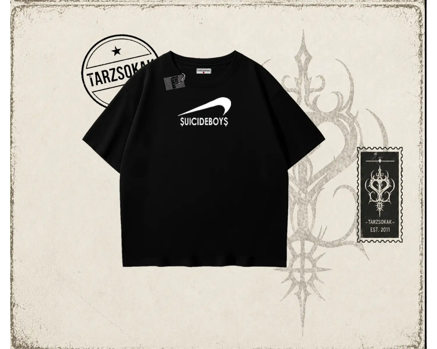 Unisex Suicedeboys Oversize Unisex Tişört Beyaz