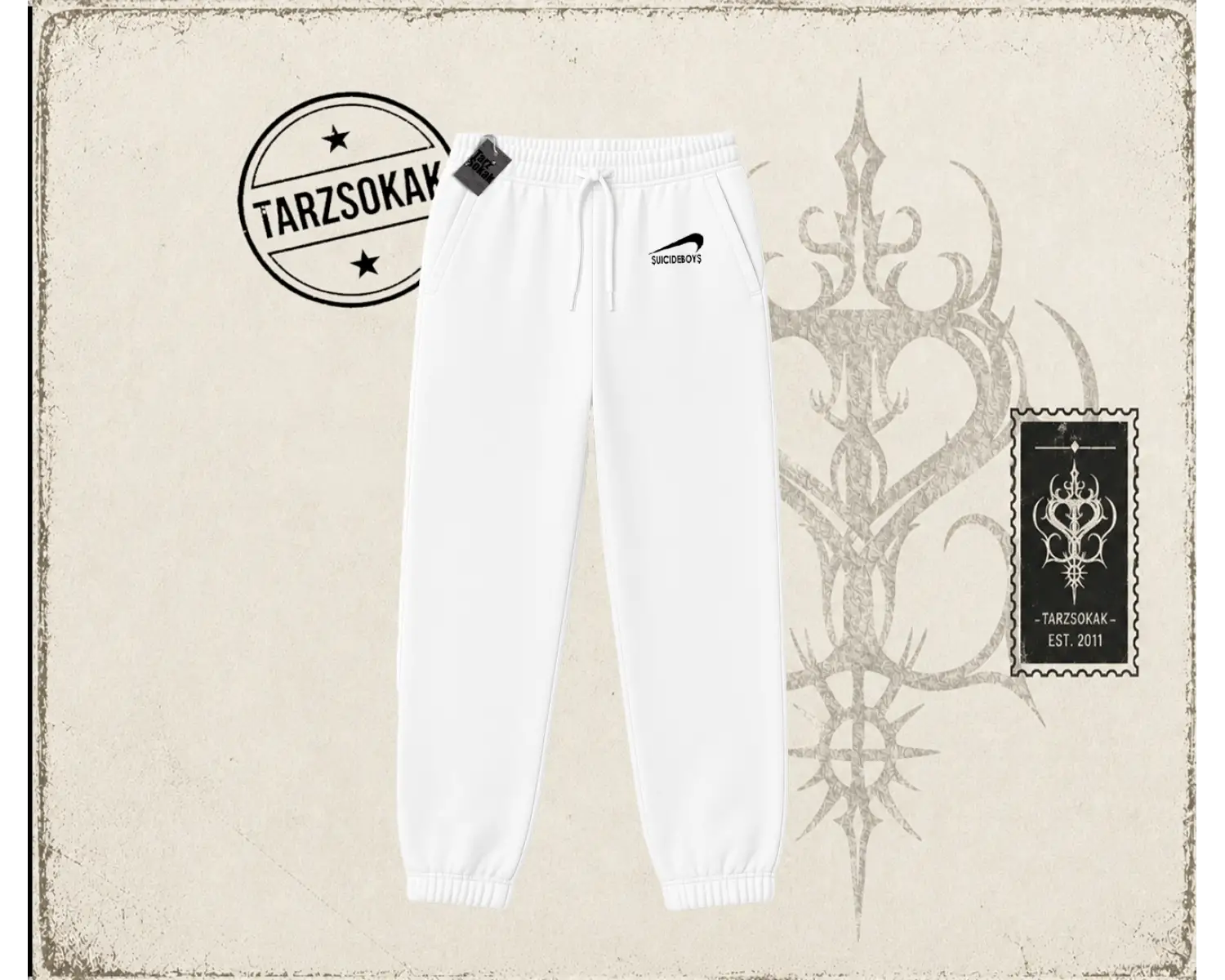 Unisex Suicedeboys Unisex Jogger Eşofman Altı Beyaz