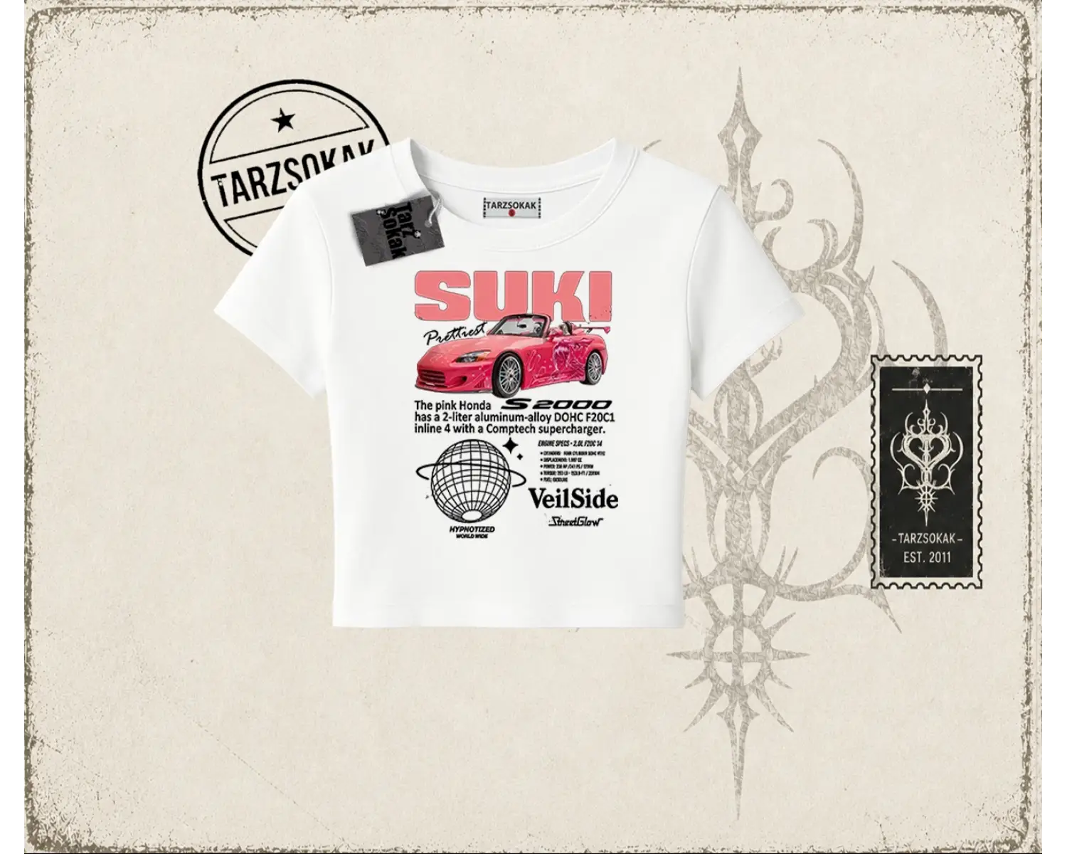 Unisex Suki Fast And Furious Kadın Baby Tee Beyaz