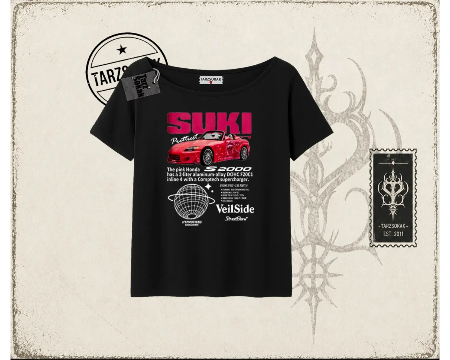Unisex Suki Fast And Furious Kadın Kayık Yaka Tişört Beyaz