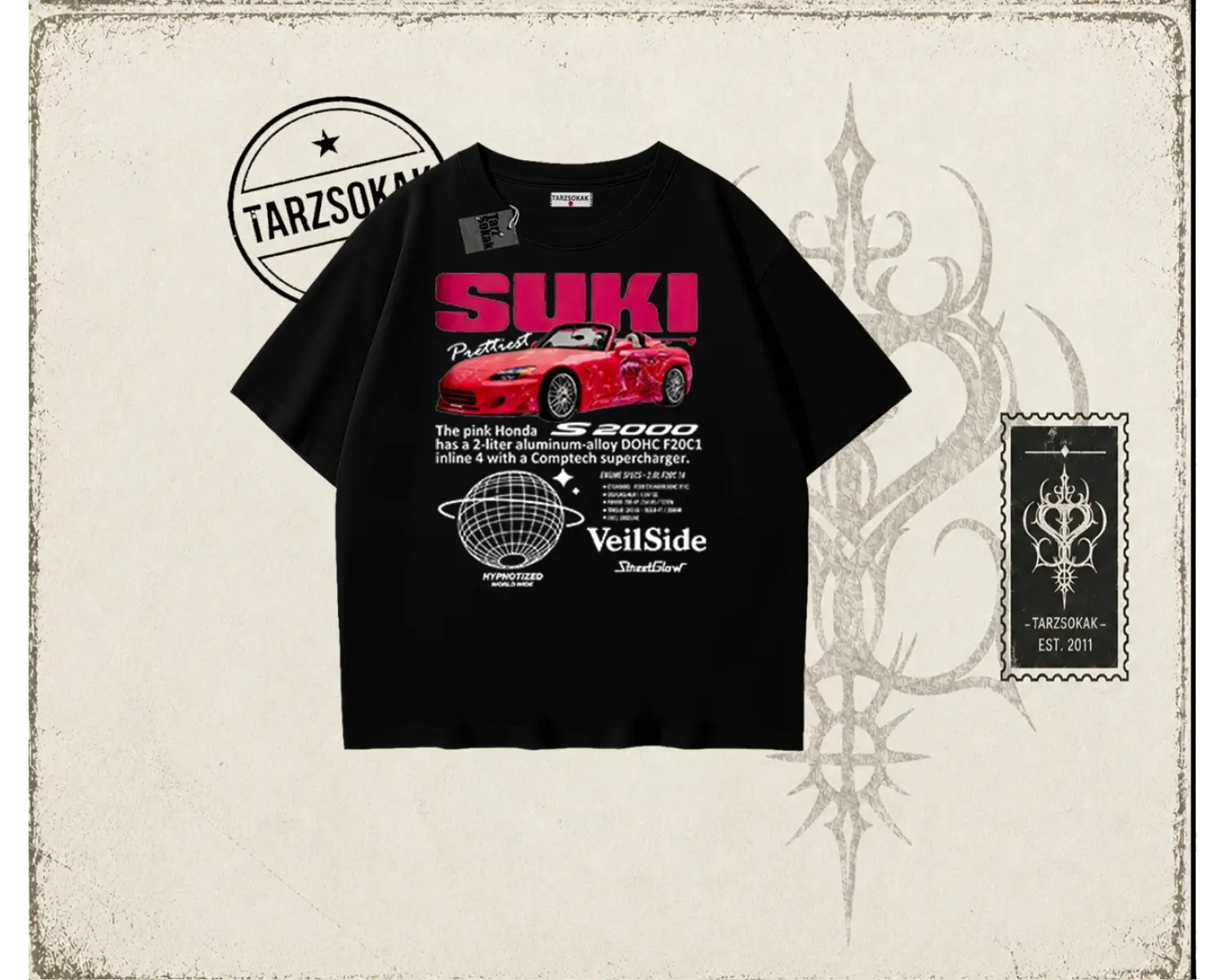 Unisex Suki Fast And Furious Oversize Unisex Tişört Beyaz