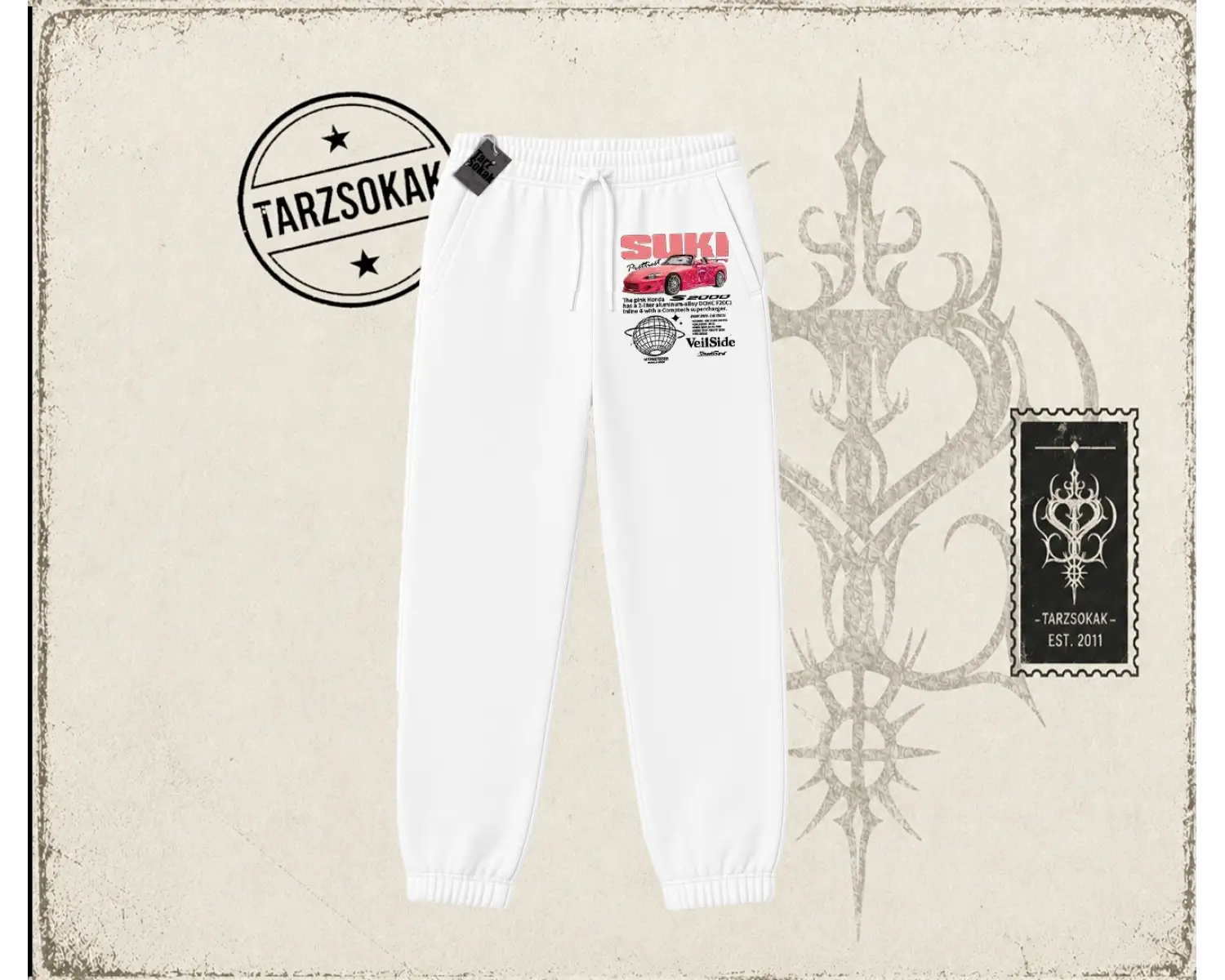 Unisex Suki Fast And Furious Unisex Jogger Eşofman Altı Beyaz