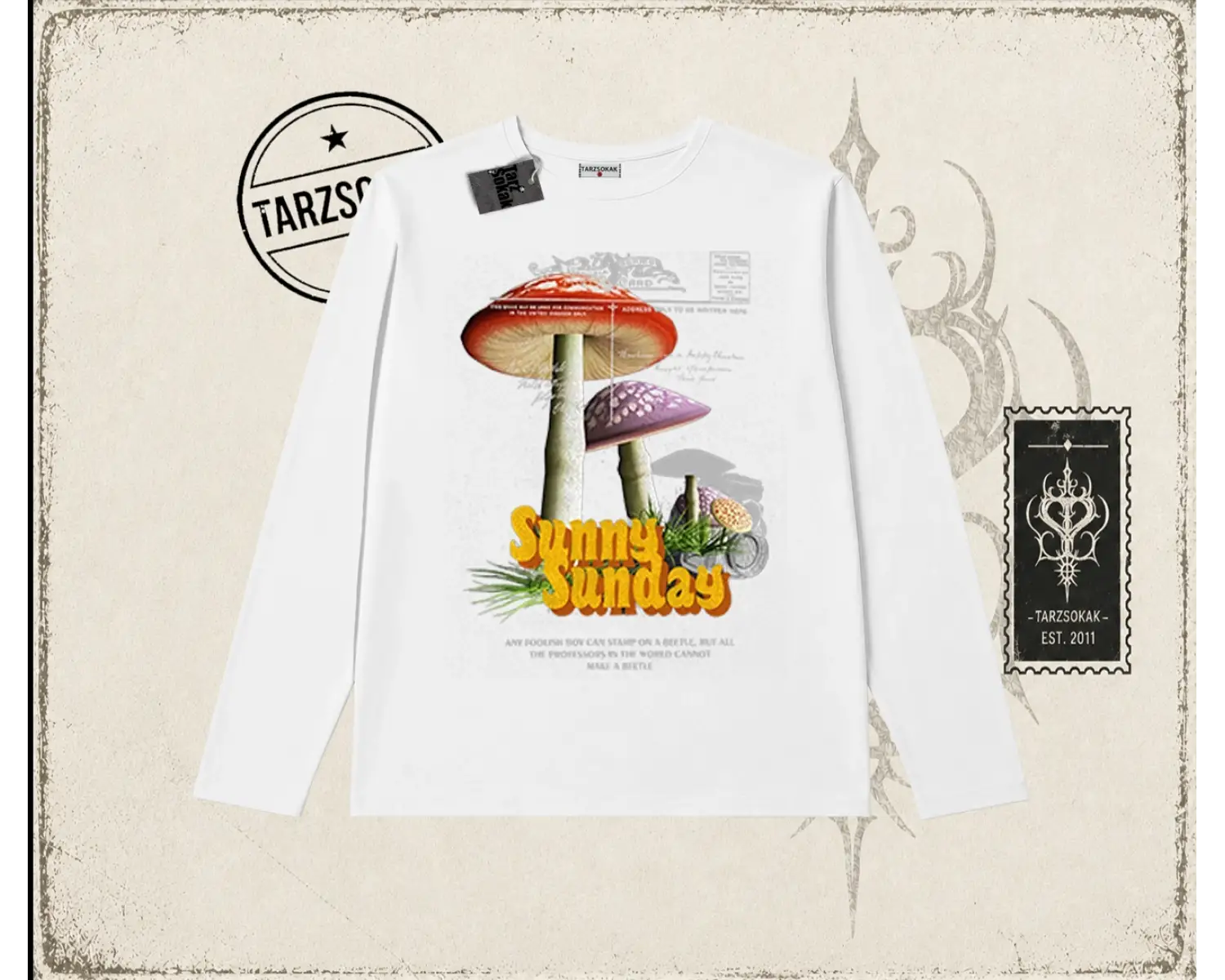 Unisex Sunny Sunday Biskilet Yaka  Long Sleeve Beyaz