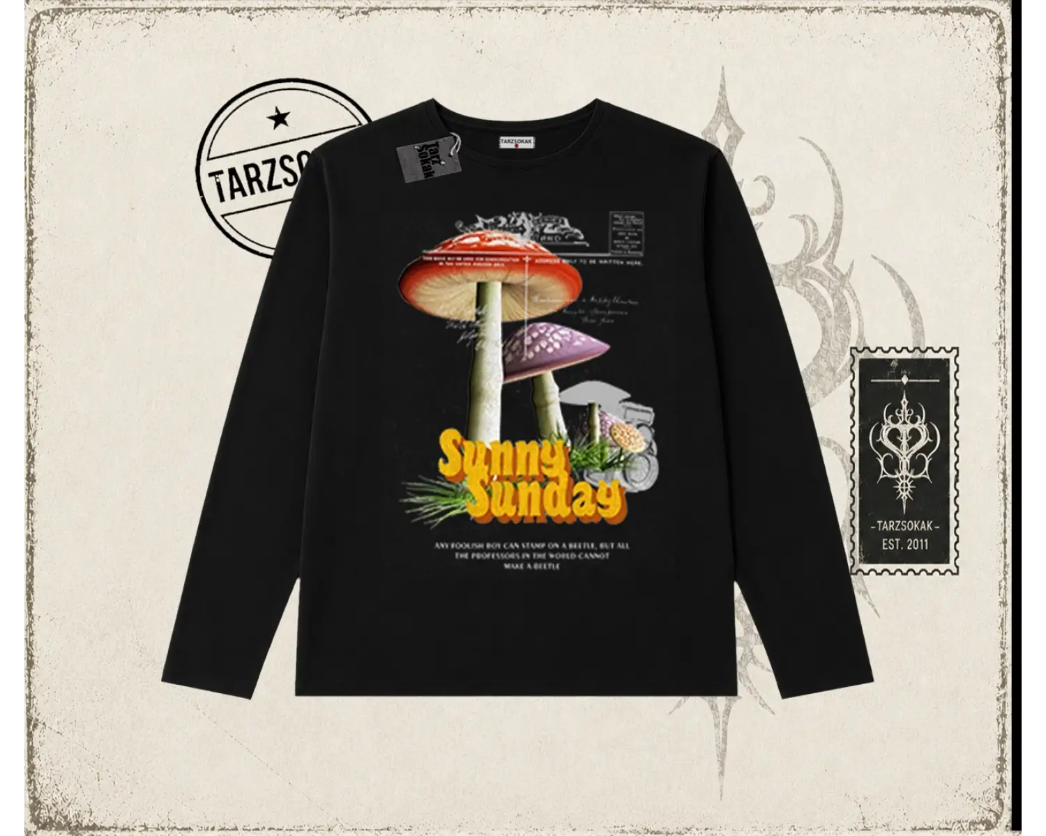 Unisex Sunny Sunday Biskilet Yaka  Long Sleeve Beyaz