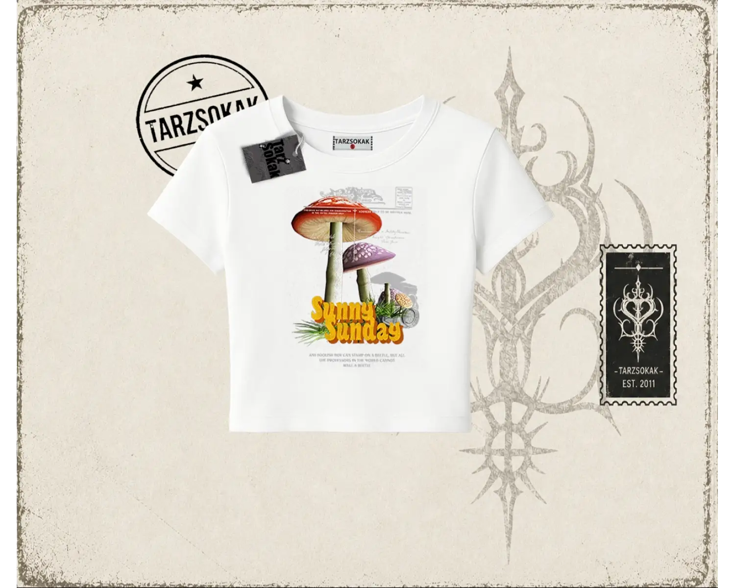 Unisex Sunny Sunday Kadın Baby Tee Beyaz