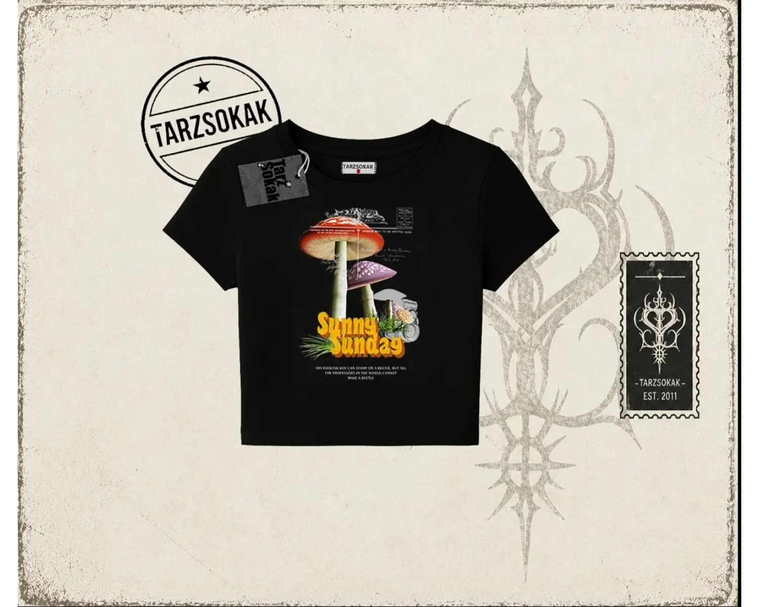 Unisex Sunny Sunday Kadın Baby Tee Beyaz