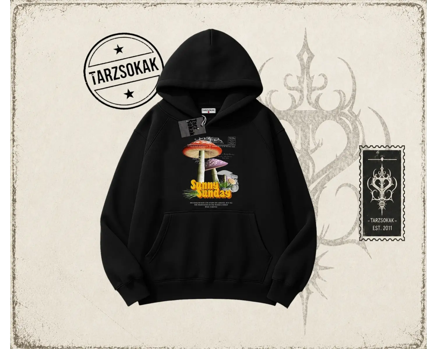 Unisex Sunny Sunday Oversize Unisex Kapşonlu Sweatshirt Beyaz