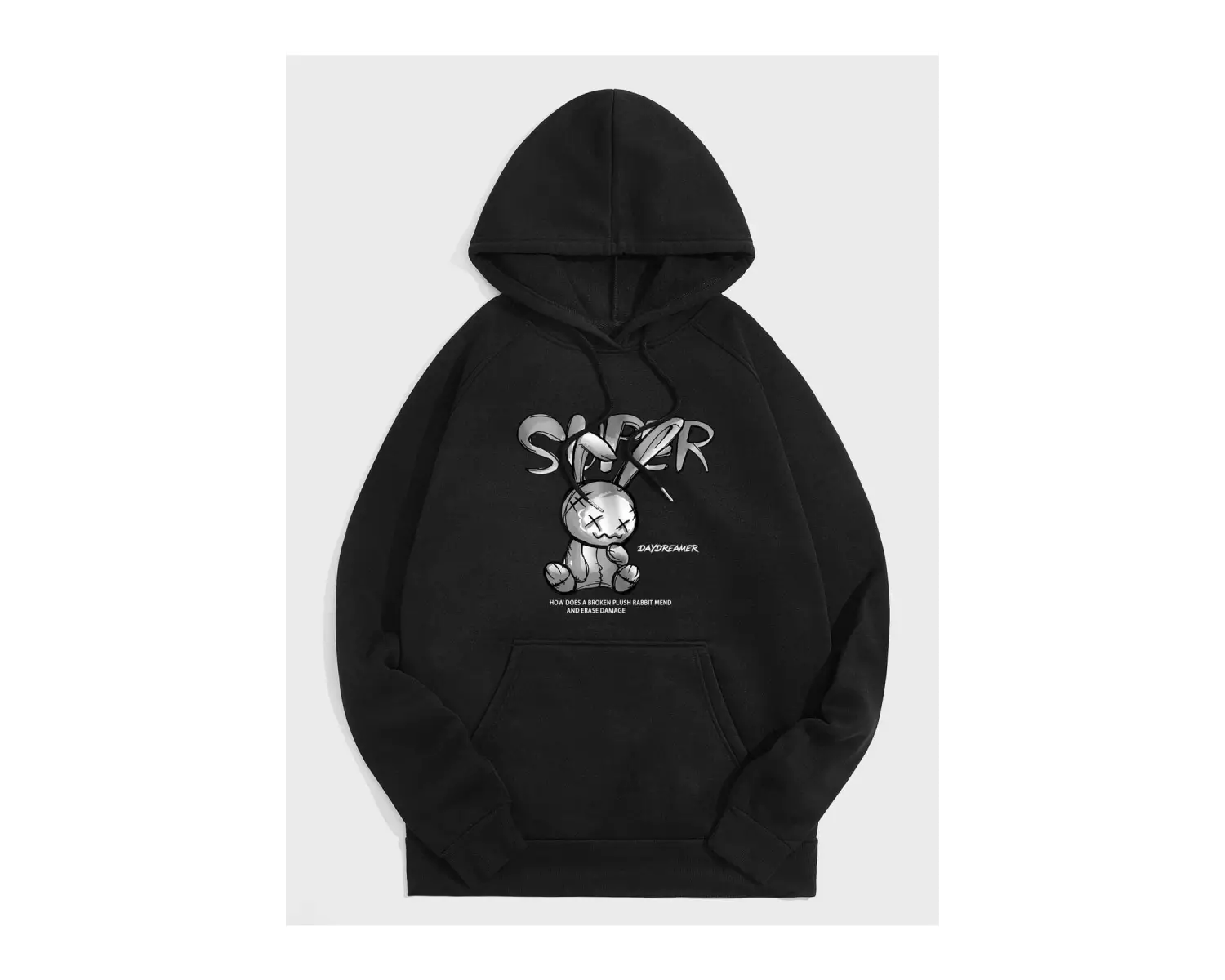 Unisex Super Baskılı Kapüşonlu Sweatshirt Beyaz