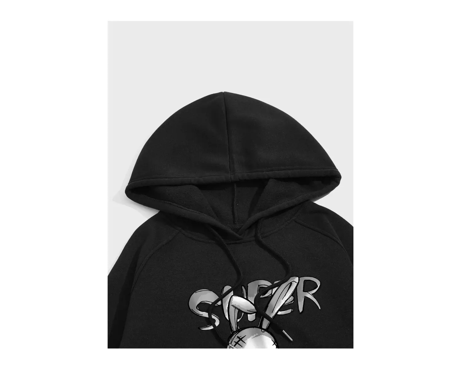 Unisex Super Baskılı Kapüşonlu Sweatshirt Beyaz