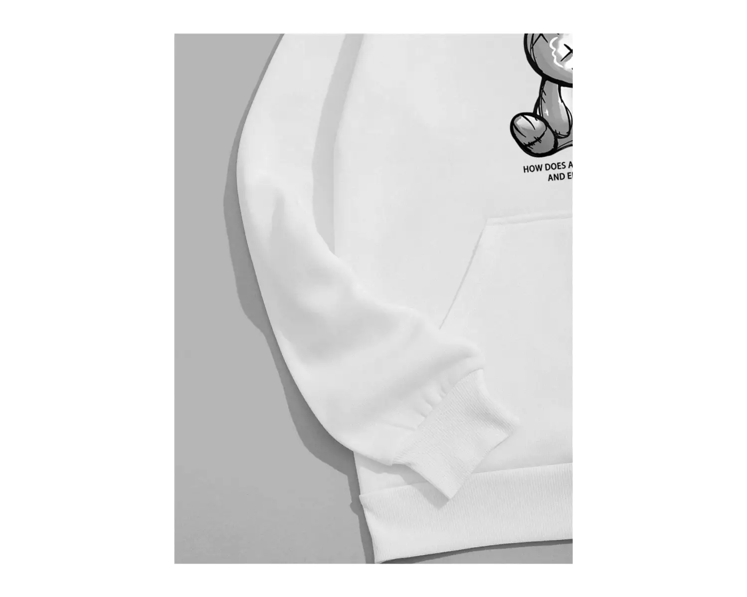 Unisex Super Baskılı Kapüşonlu Sweatshirt Beyaz