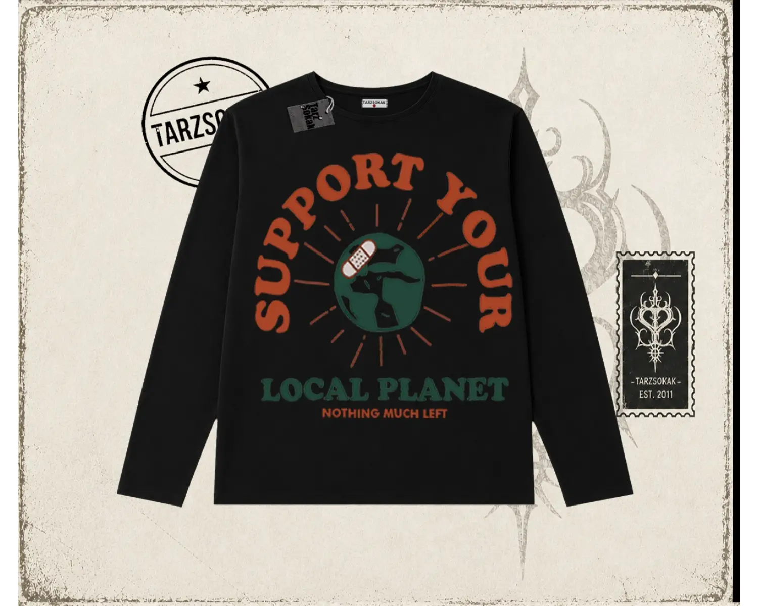 Unisex Support Your Biskilet Yaka  Long Sleeve Beyaz
