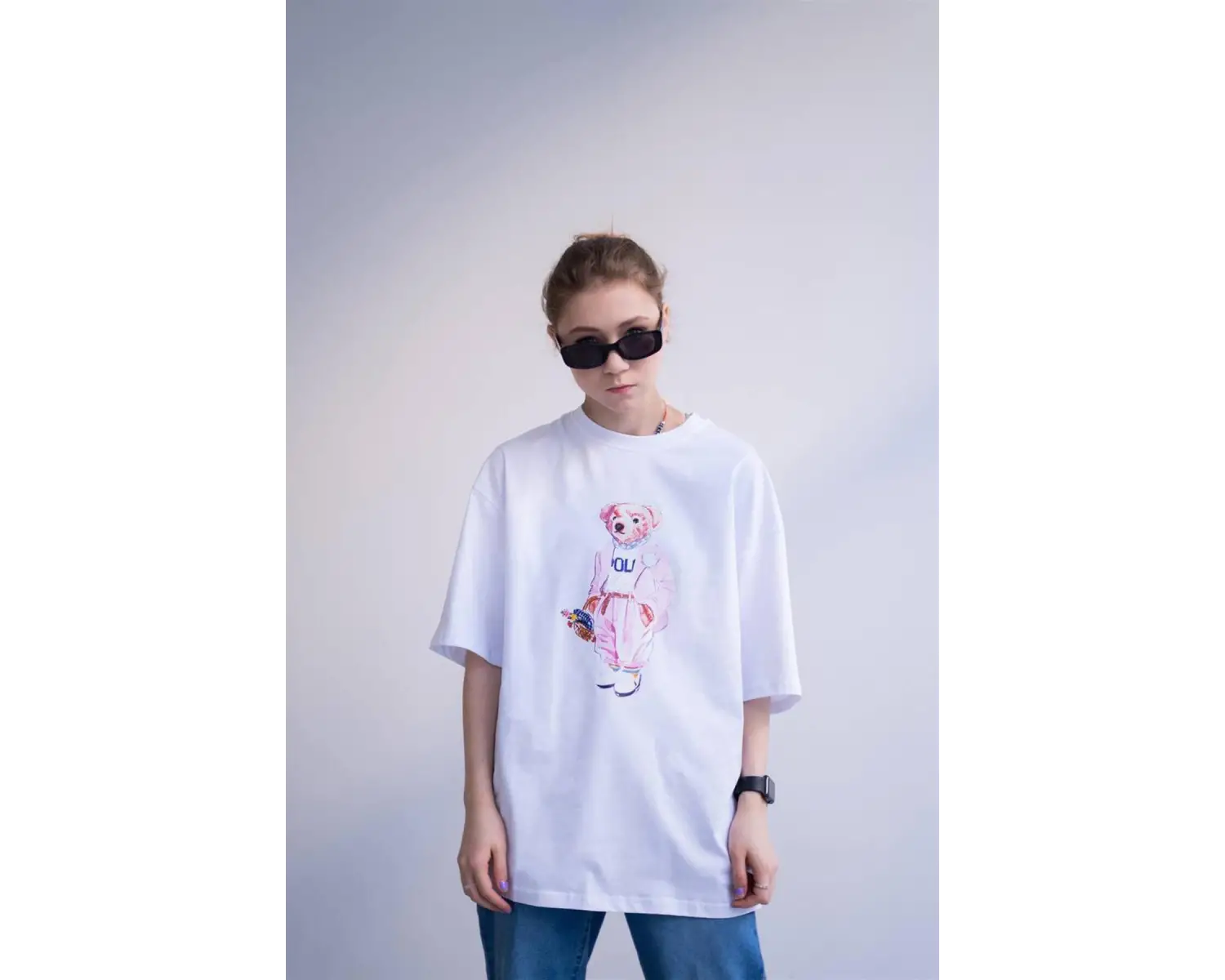 Unisex Teddy Beyaz Tshirt