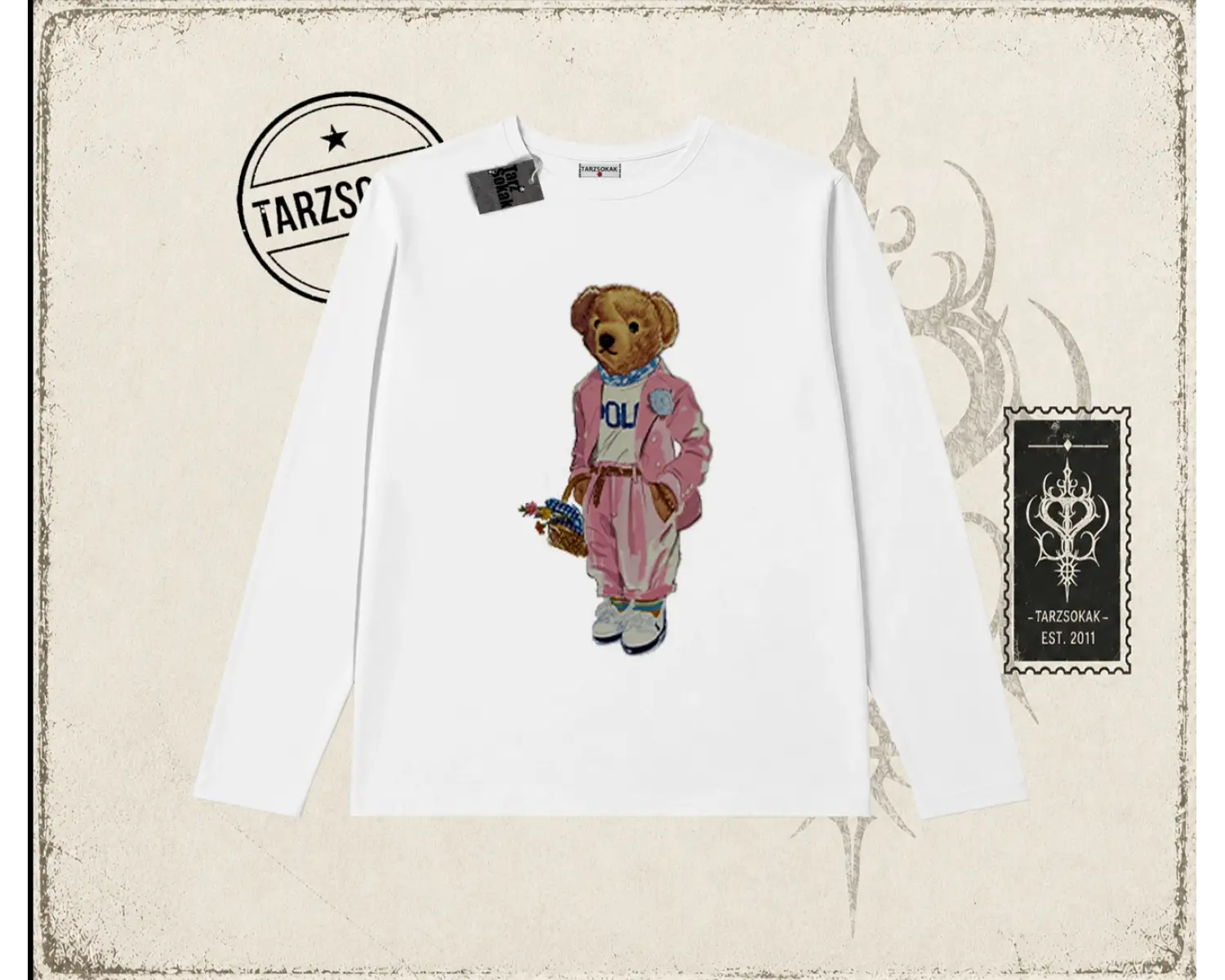Unisex Teddy Biskilet Yaka  Long Sleeve Beyaz