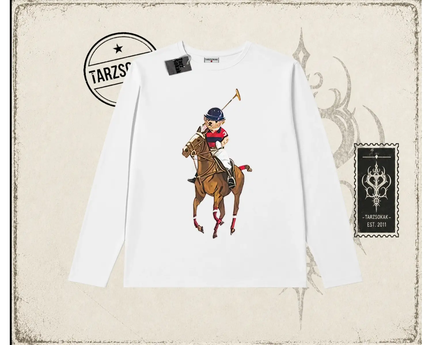 Unisex Teddy Horse Biskilet Yaka  Long Sleeve Beyaz