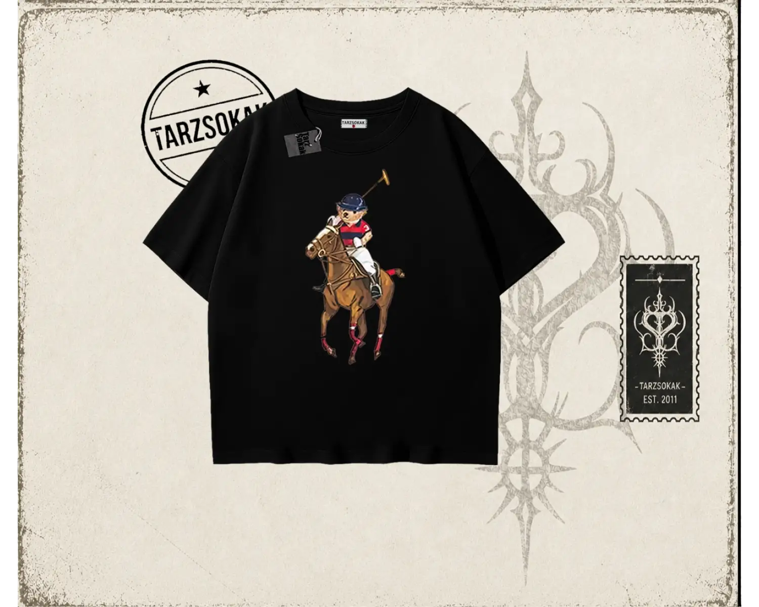 Unisex Teddy Horse Oversize Unisex Tişört Beyaz