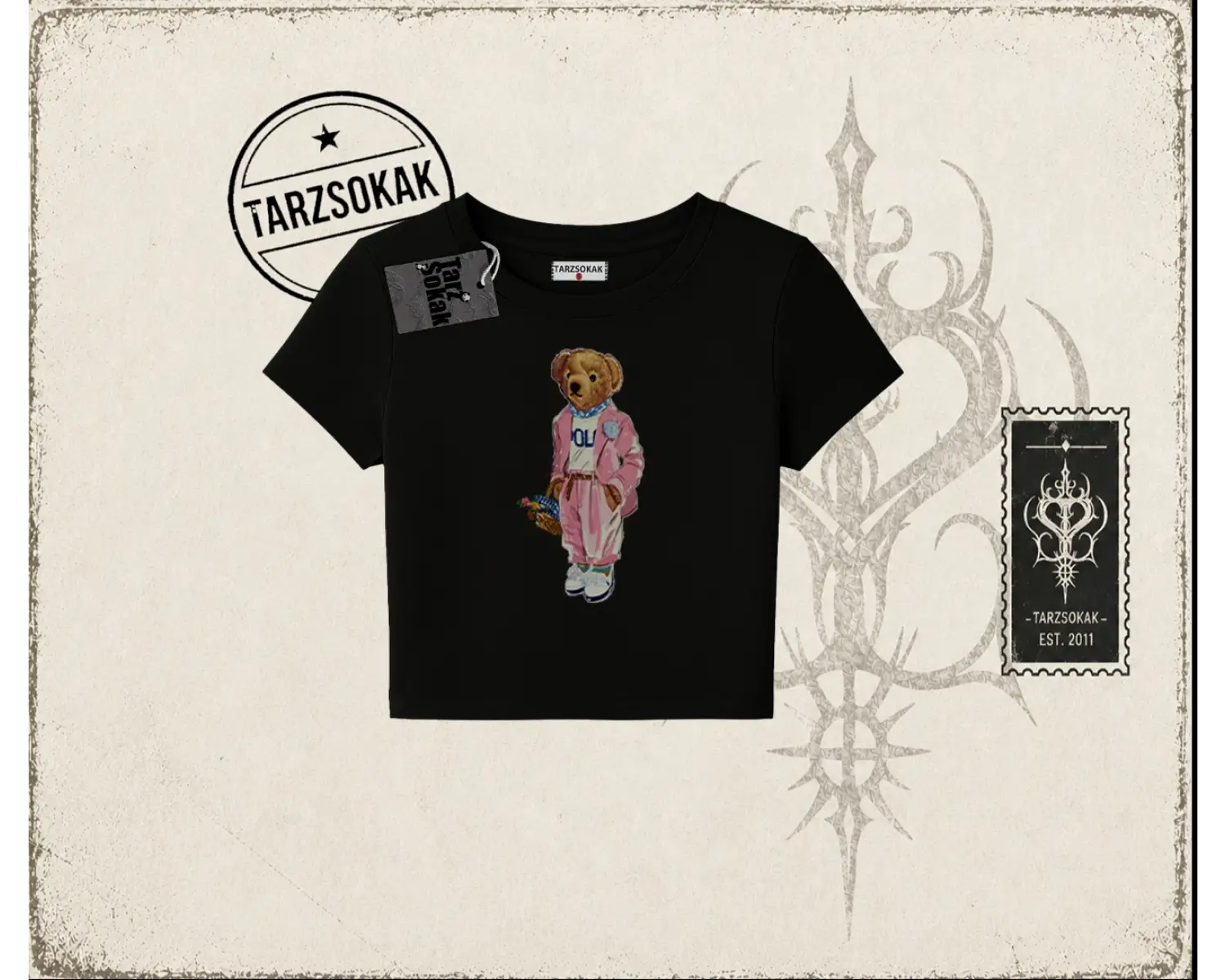 Unisex Teddy Kadın Baby Tee Beyaz
