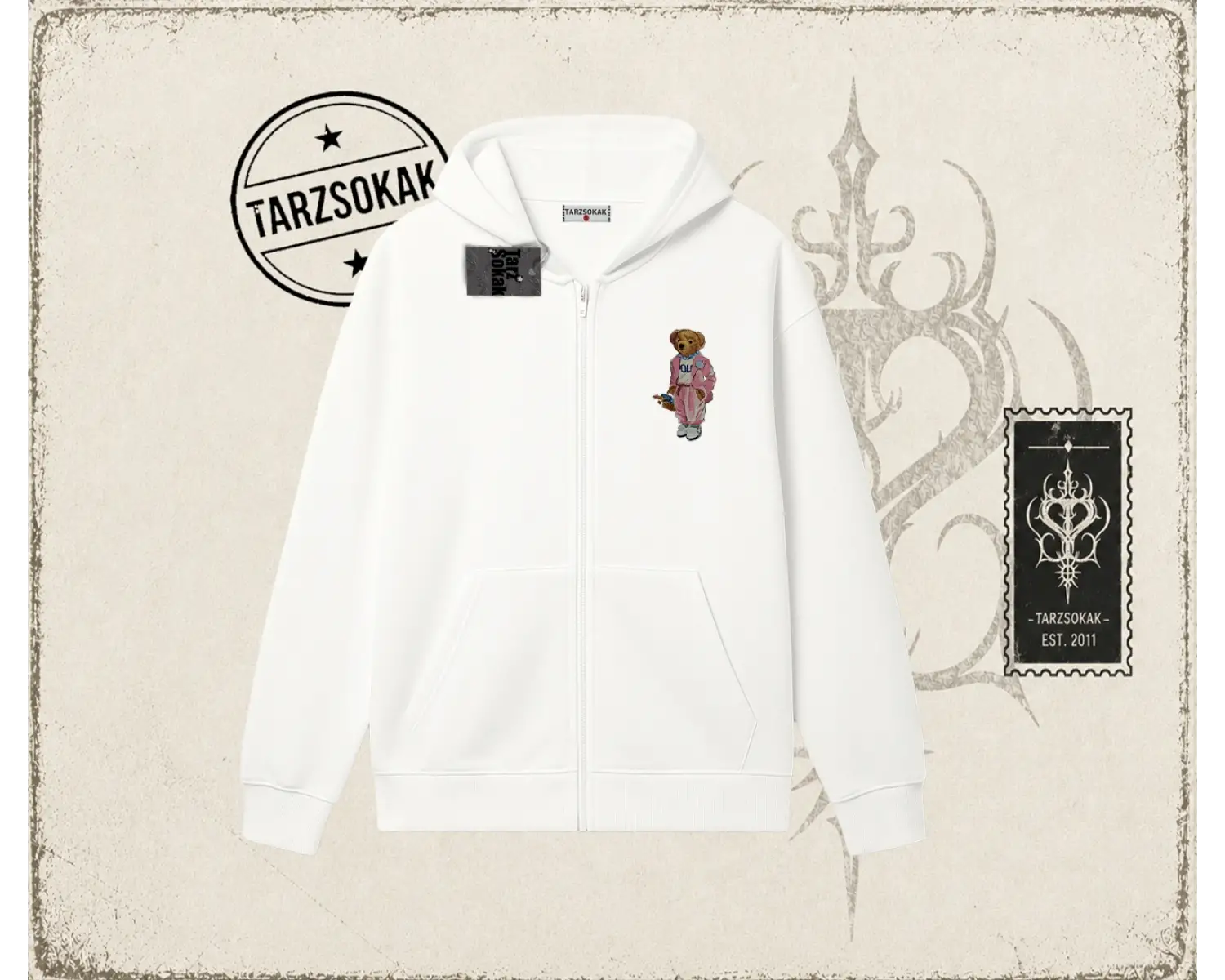 Unisex Teddy Oversize Unisex Hırka & Çeket Fermuarlı Sweatshirt Beyaz