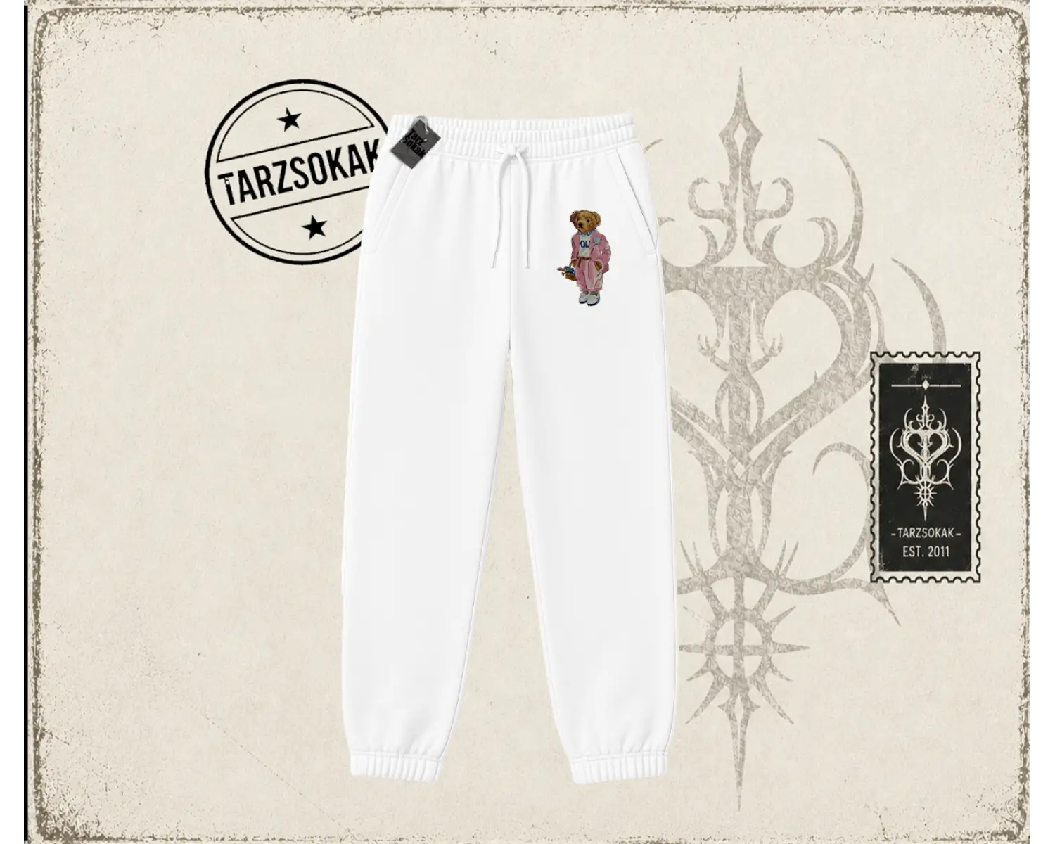 Unisex Teddy Unisex Jogger Eşofman Altı Beyaz