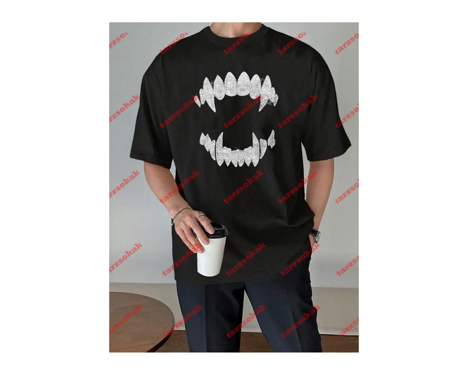 Unisex Teeth Tshirt Beyaz