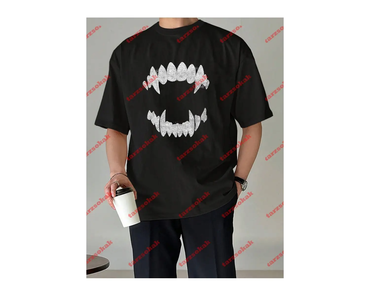 Unisex Teeth Tshirt Beyaz