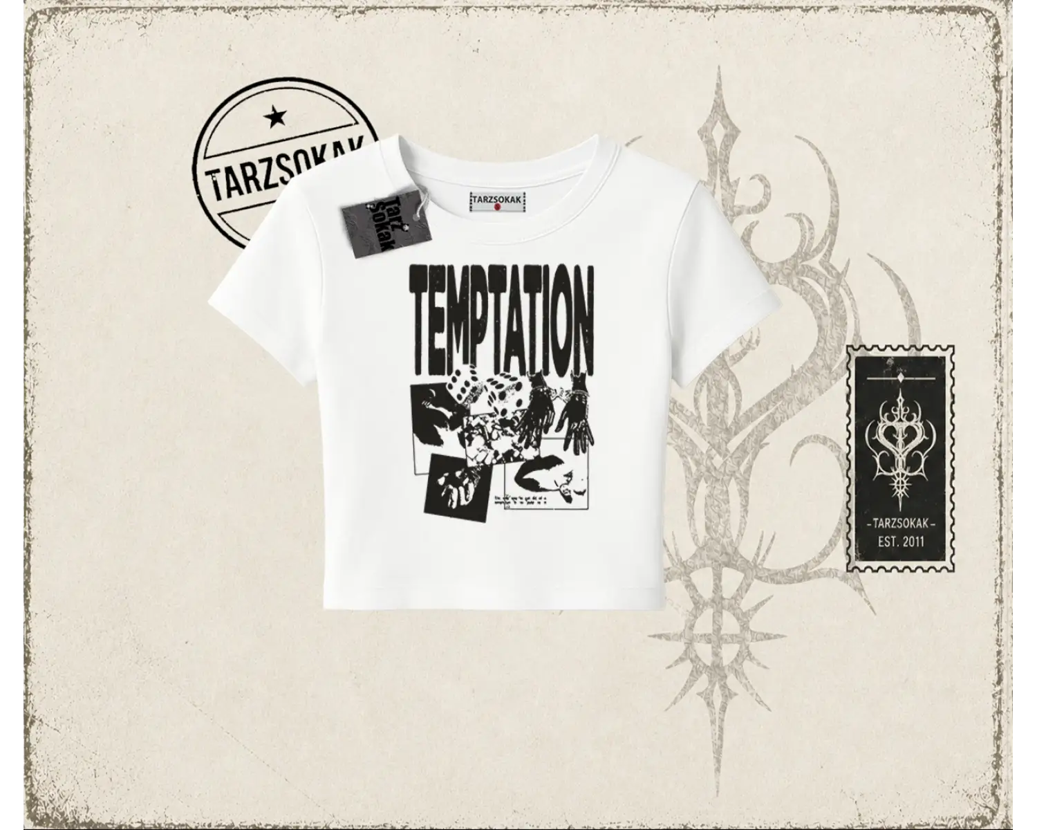 Unisex Temptation Tshirt Kadın Baby Tee Beyaz