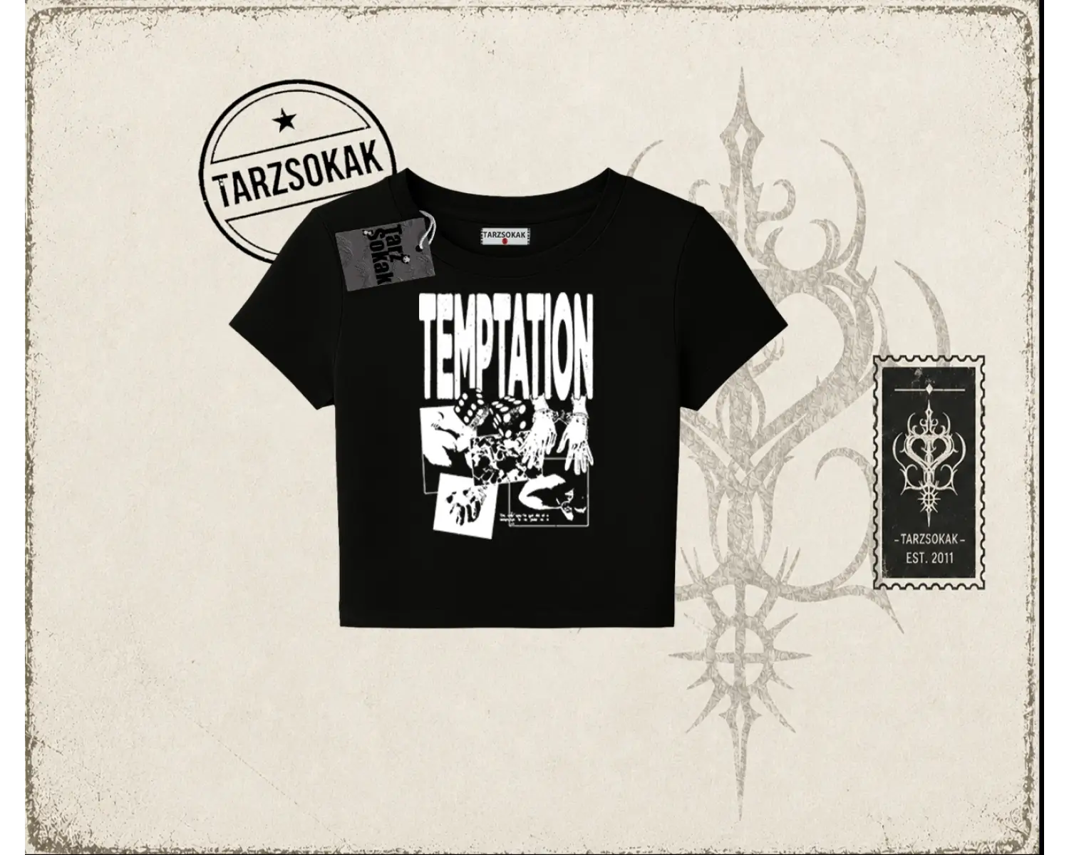 Unisex Temptation Tshirt Kadın Baby Tee Beyaz