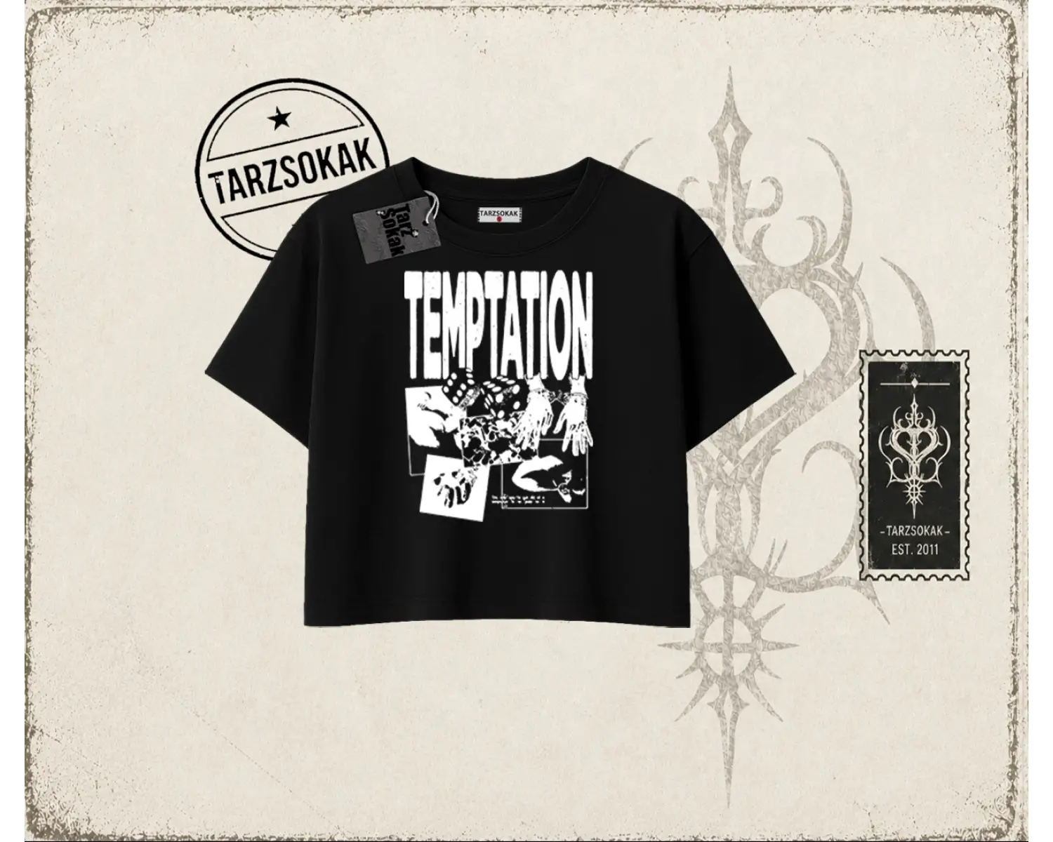 Unisex Temptation Tshirt Kadın Crop Tişört Beyaz