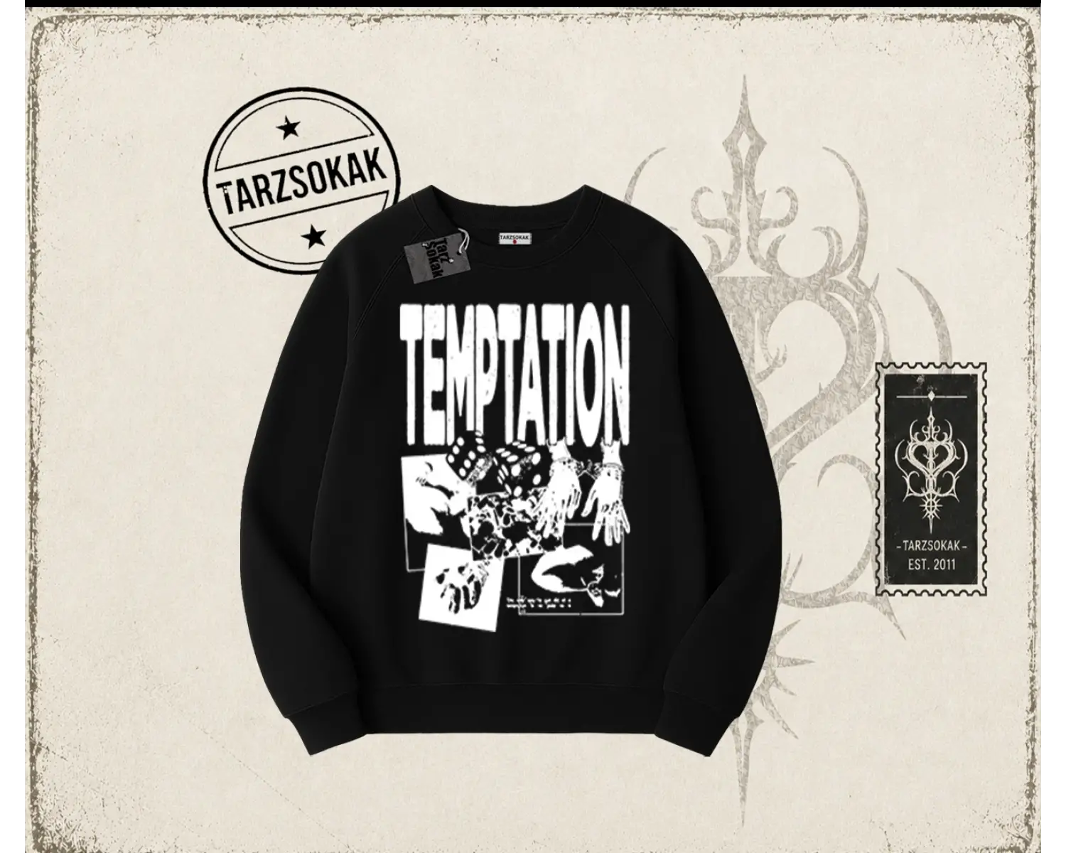 Unisex Temptation Tshirt Oversize Unisex Bisiklet Yaka Sweatshirt Beyaz