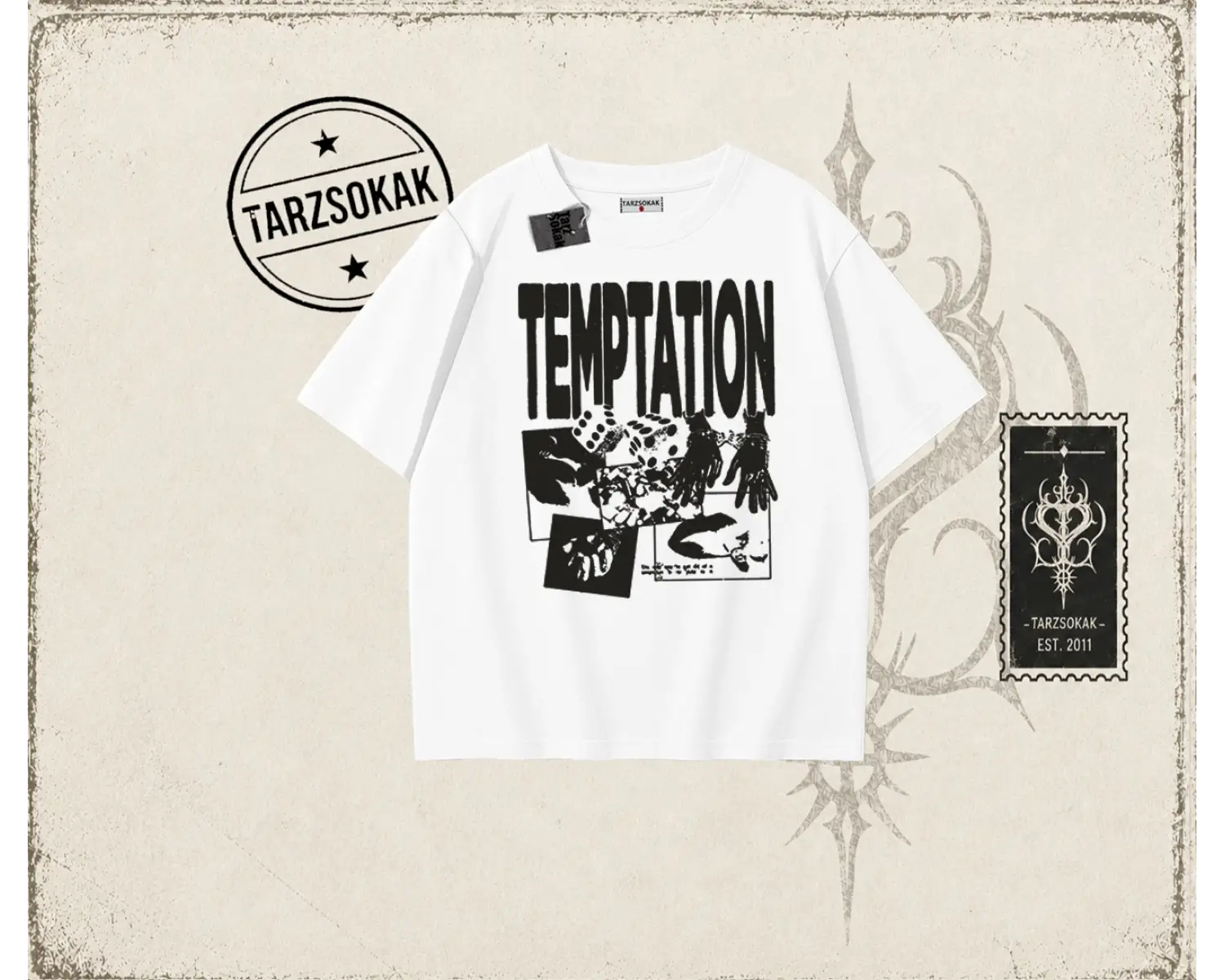 Unisex Temptation Tshirt Oversize Unisex Tişört Beyaz