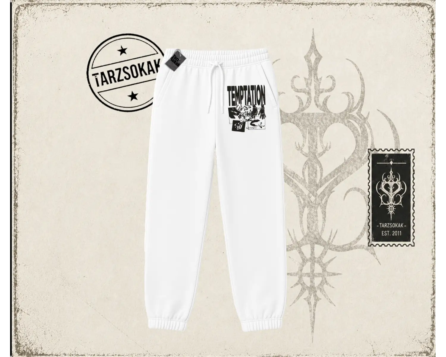 Unisex Temptation Tshirt Unisex Jogger Eşofman Altı Beyaz