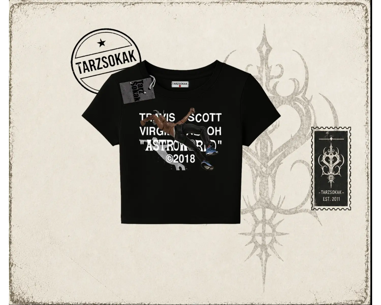 Unisex Travis Scott Astroworld 2018 Kadın Baby Tee Beyaz