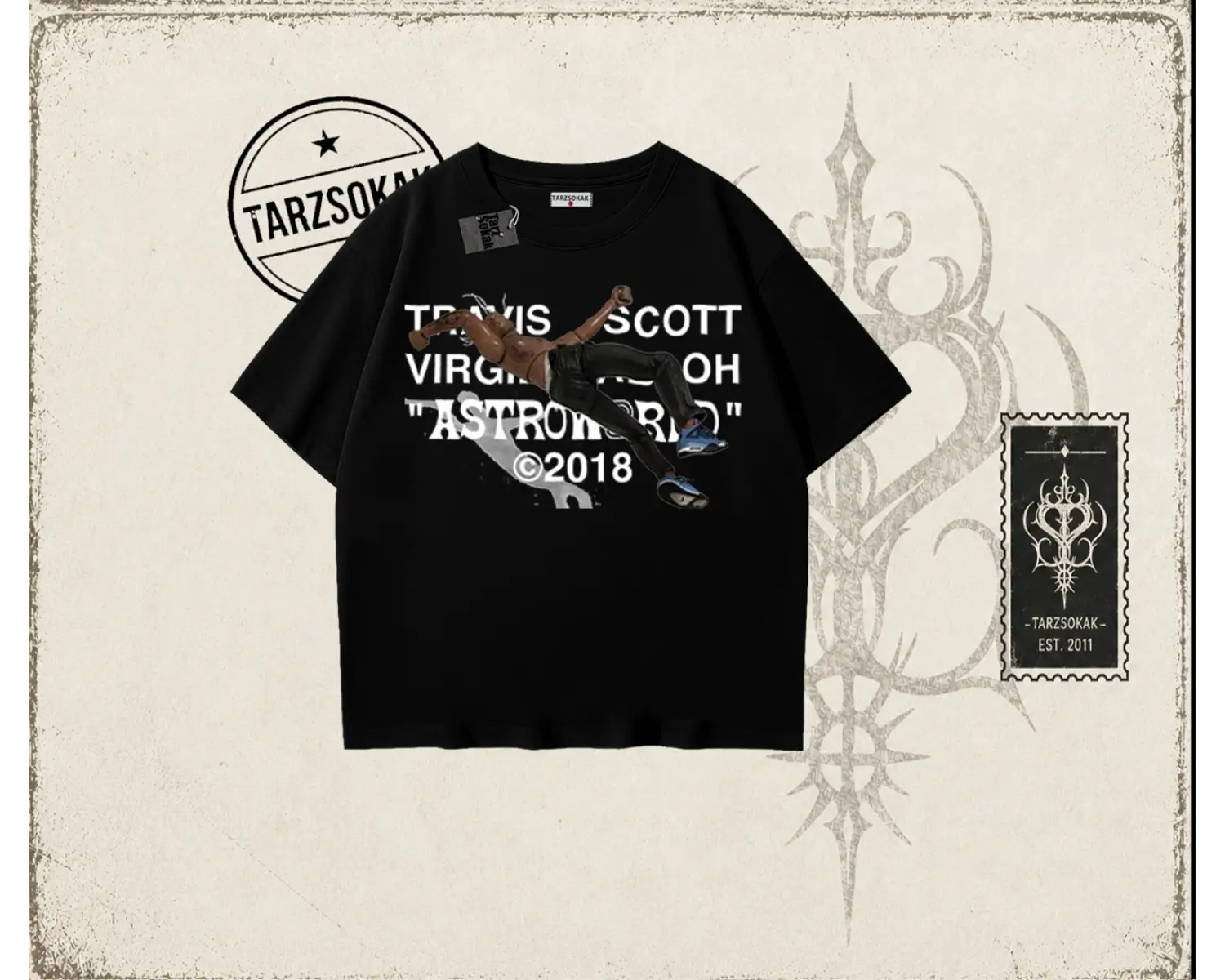Unisex Travis Scott Astroworld 2018 Oversize Unisex Tişört Beyaz
