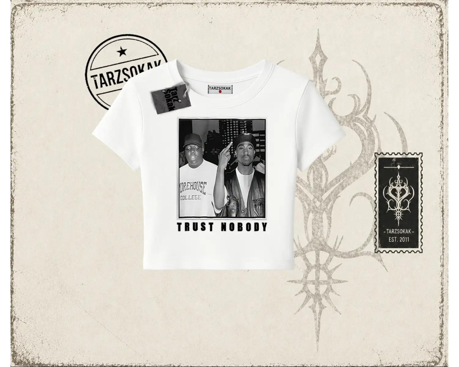 Unisex Trust Nobody Kadın Baby Tee Beyaz