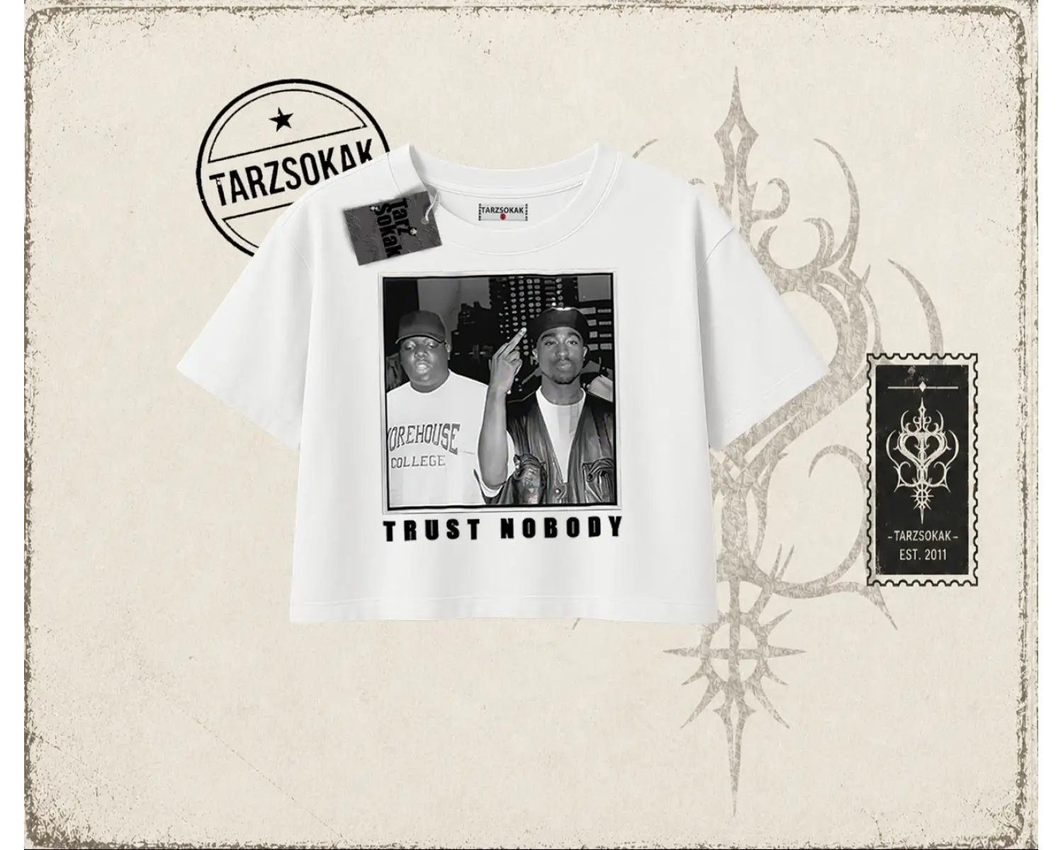 Unisex Trust Nobody Kadın Crop Tişört Beyaz